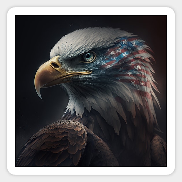 Traditional American Eagle and Flag Sticker by Jades-Corner